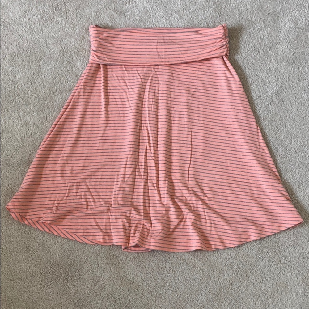 Pink and Grey Striped Skirt